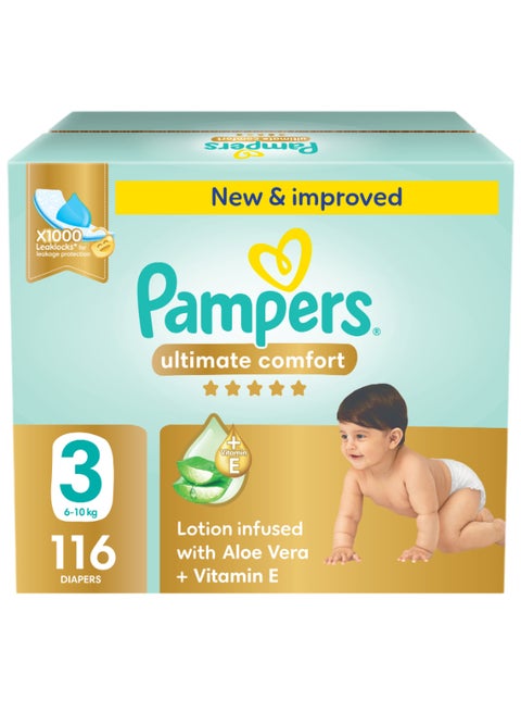 Ultimate Comfort Size 3 Taped Diapers 6-10 Kg Giant Pack 116 Count