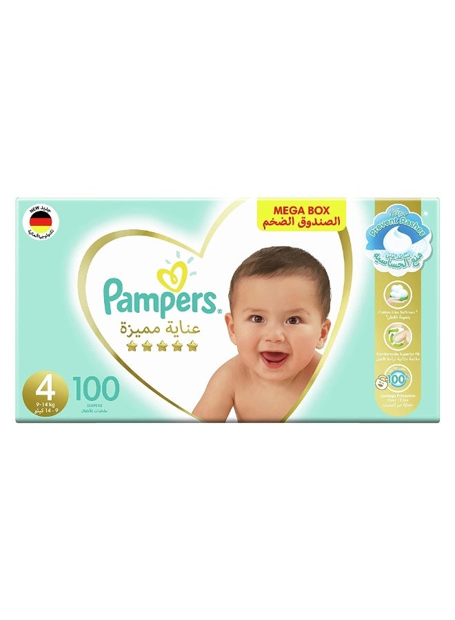 Pampers - Premium Care Baby Diapers, Size 4, Large, 9-14 kg, Mega Box, 100 Diapers - Image 1