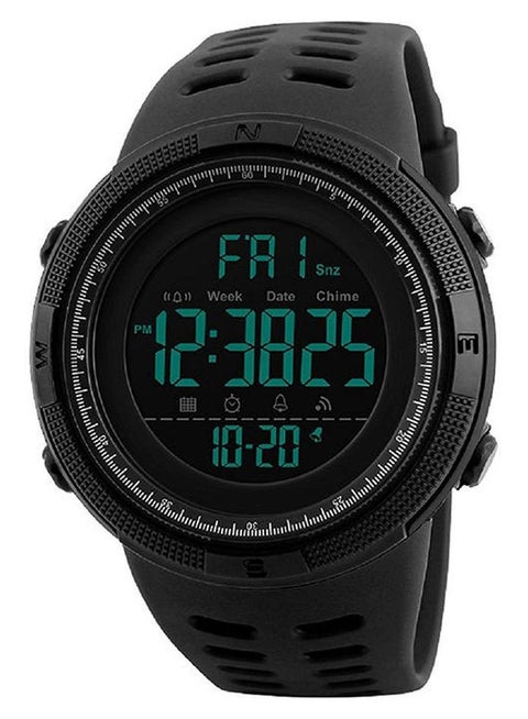 Men's Water Resistant Rubber Digital Watch 1251 - 49 mm - Black