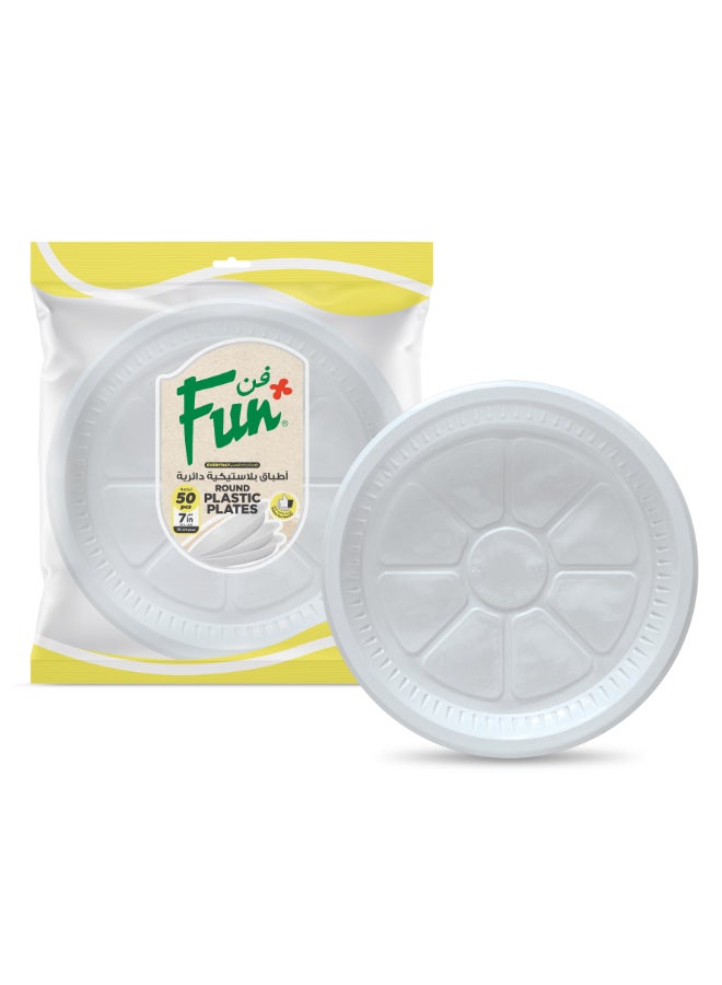 Fun - Disposable Plastic Plate 50 Pieces White 18cm - Image 1