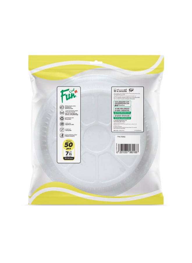 Fun - Disposable Plastic Plate 50 Pieces White 18cm - Image 1