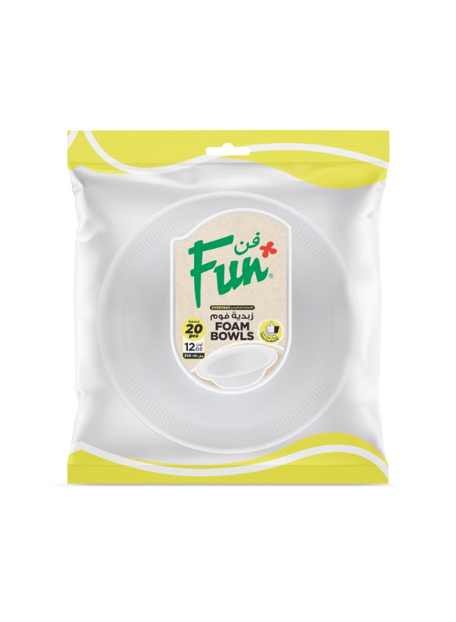 Fun 20 Piece Foam Bowl White 12cm  - Image 1