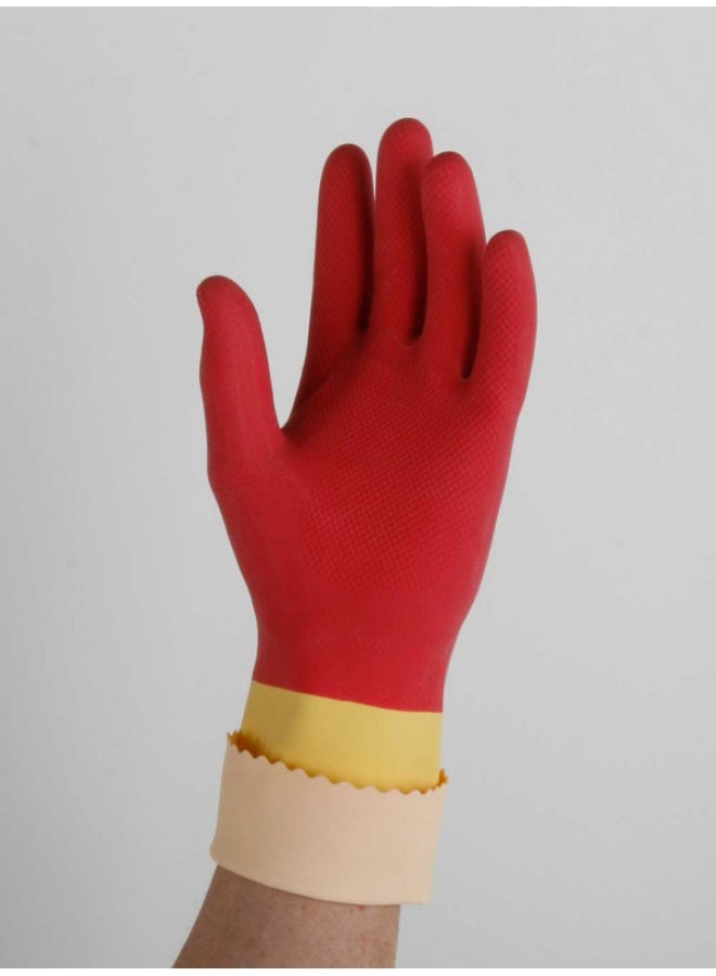 Vileda Robust (Protection) Rubber Gloves M, Reusable, Comfort Plus Lining, Latex And Neoprene, Heavy-Duty, Medium Size, Red & Yellow (1 Pair Per Pack) Red/Yellow M - Image 2