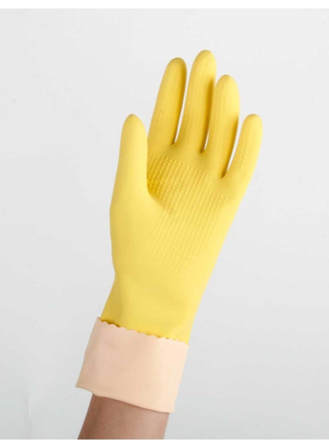 فيليدا قفازات قابلة لإعادة الاستخدام ذات قبضة فائقة  مرنة مطاط مقاوم للماء مقاومة للتمزق قبضة ممتازة متوسطة الحجم أصفر - Image 2