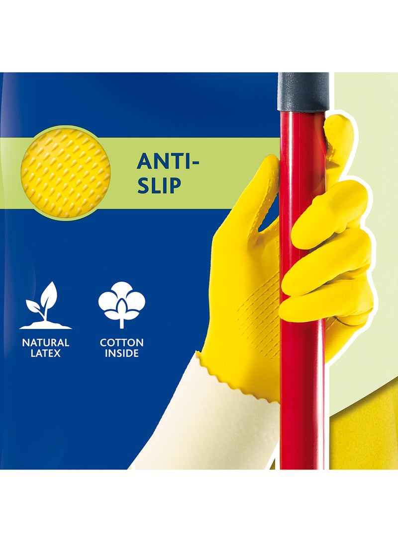 Vileda Super Grip Reusable Gloves M, Flexible, Waterproof Rubber Latex, Tear-Proof, Excellent Grip, Medium Size, Yellow (1 Pair Per Pack) Yellow - Image 3