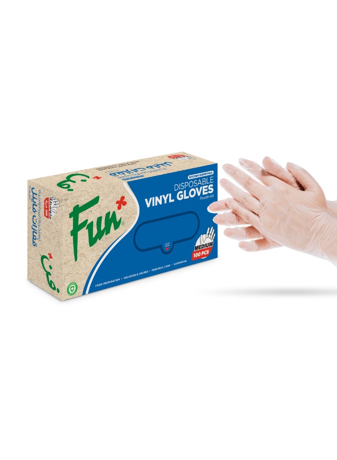 Fun Vinyl Powdered Disposable Gloves, 100 Count Medium White Medium  - Image 2