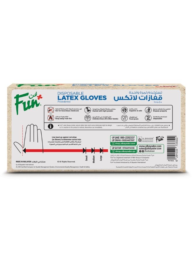 Fun 100-Pieces Powdered Latex Disposable Gloves Large  - Image 3