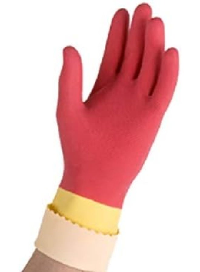 Vileda - Robust (Protection) Rubber Gloves L, Reusable, Comfort Plus Lining, Latex And Neoprene, Heavy-Duty, Large Size, Red & Yellow (1 Pair Per Pack) Red/Yellow Large - Image 1