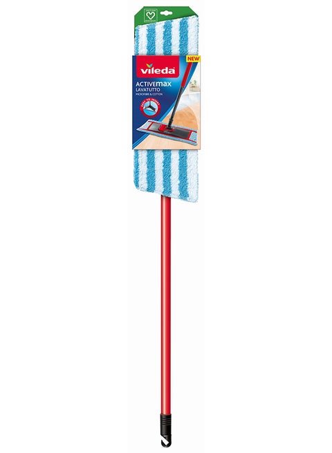 ActiveMax Lavatutto Micro & Cotton Flat Mop, Trapezoid-shaped, Telescopic handle, High absorbency Red ‎18.7 x 6.3 x 0.01 cm