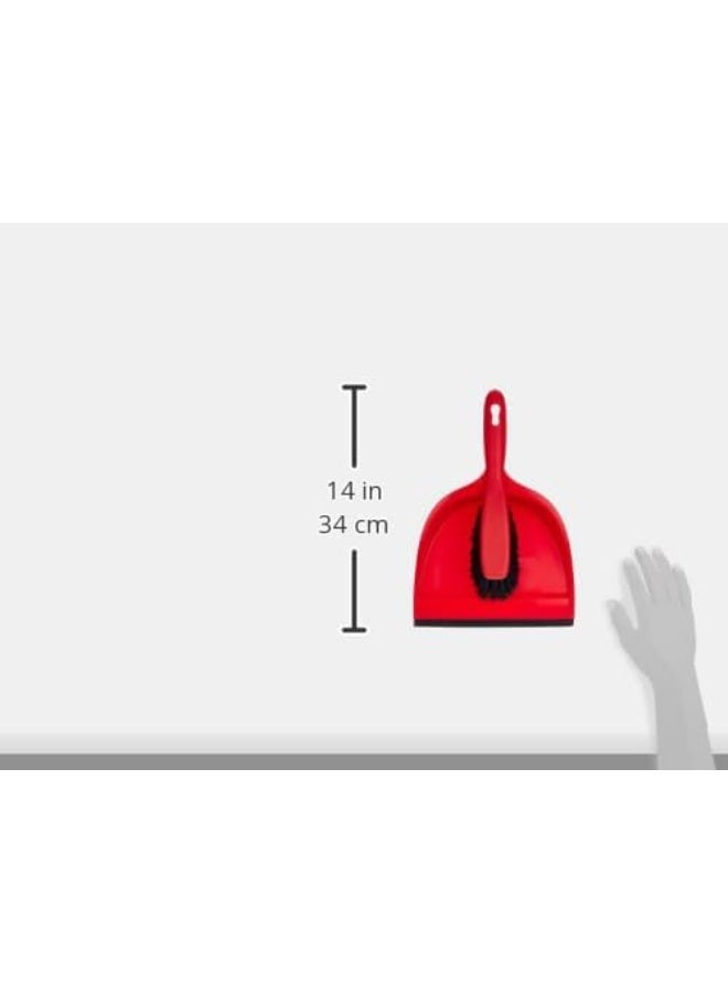 Vileda - Vileda Dustpan And Brush Standard Set, Grooved Edge, Rubber Lip Red/Black 33x23x8cm - Image 1