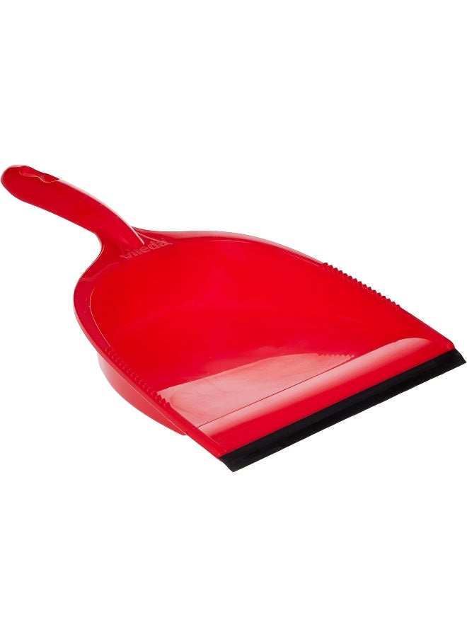 Vileda - Vileda Dustpan And Brush Standard Set, Grooved Edge, Rubber Lip Red/Black 33x23x8cm - Image 1