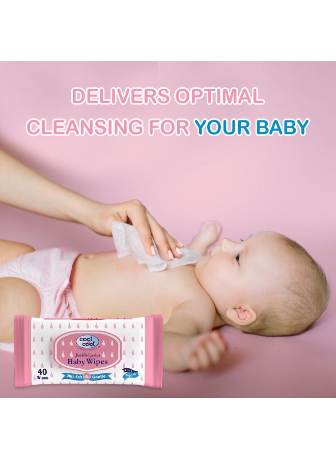 Cool & Cool Baby Wipes 40 Sheets Pack Of 24 - Image 4
