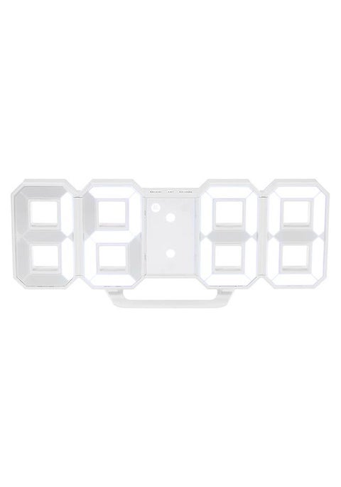 Multifunctional LED Digital Wall Clock 12H/24H Time Display With Alarm Plastic White 22x9.3x4.5cm