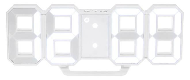 Multifunctional LED Digital Wall Clock 12H/24H Time Display With Alarm Plastic White 22x9.3x4.5cm - Image 1