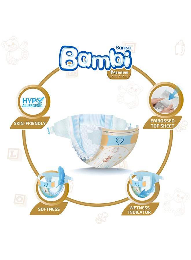 سانيتا بامبي حفاضات أطفال، مقاس 1، وزن  2 - 4 كجم، 48 قطعة - حديثي الولادة، العبوة الاقتصادية، حفاض مضغوط وامتصاص اكثر - Image 5