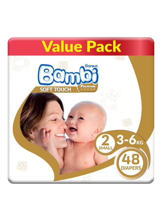Sanita Bambi Size 2, Small, 3-6 Kg, Value Pack, 48 Diapers  - Image 1