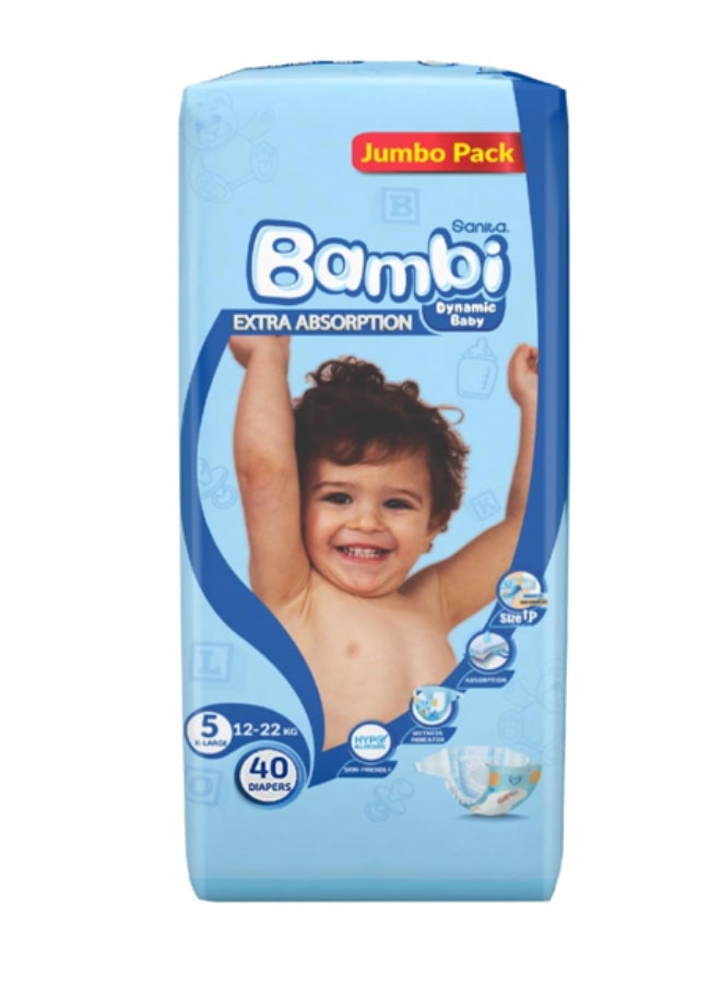 سانيتا بامبي مقاس 5، كبير جدًا، 13-25 كجم، العبوة الجامبو، 54 حفاض - Image 1