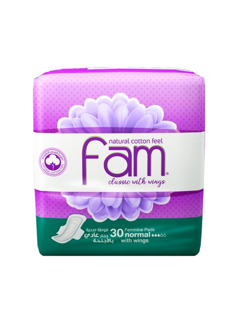 Folded and Compressed Feminine Pads with Wings, Normal, 30 Pads