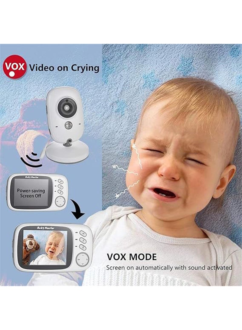 Generic - 3.2-Inch LCD Wireless Baby Monitor With Night Vision Two-Way Talk - White - Image 1