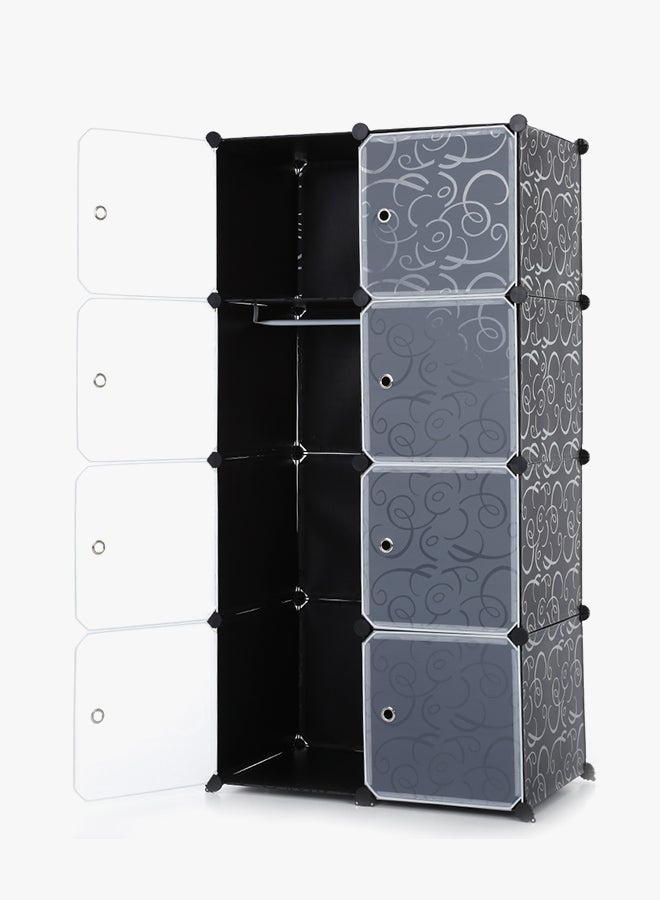 ikayaa 8 Grid Storage Wardrobe DIY Cabinet Grey/Black - Image 2
