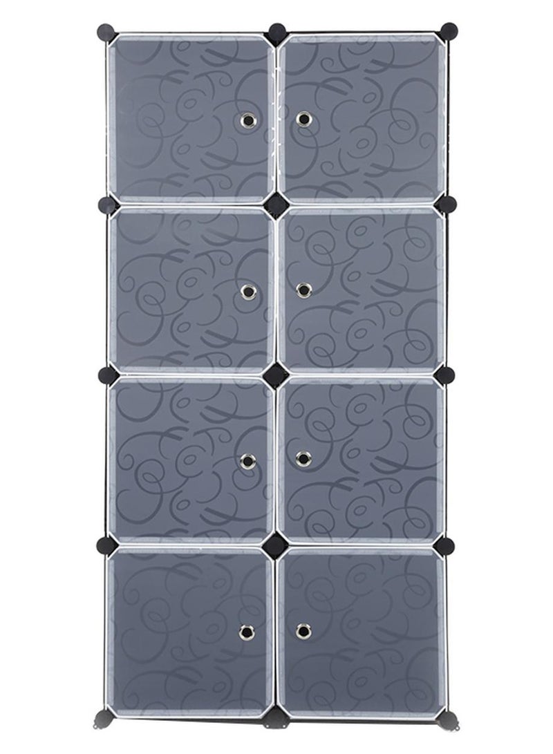 ikayaa 8 Grid Storage Wardrobe DIY Cabinet Grey/Black - Image 1