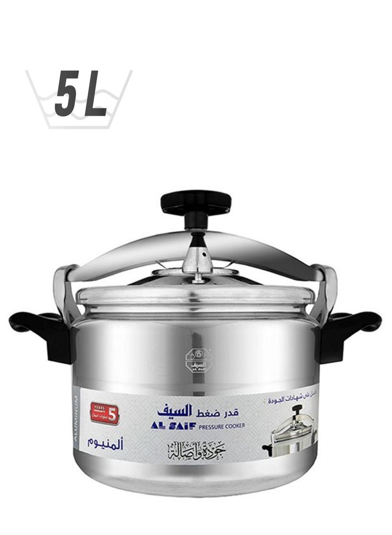 Alsaif Al Saif Aluminium Pressure Cooker Silver 5Liters  - Image 1