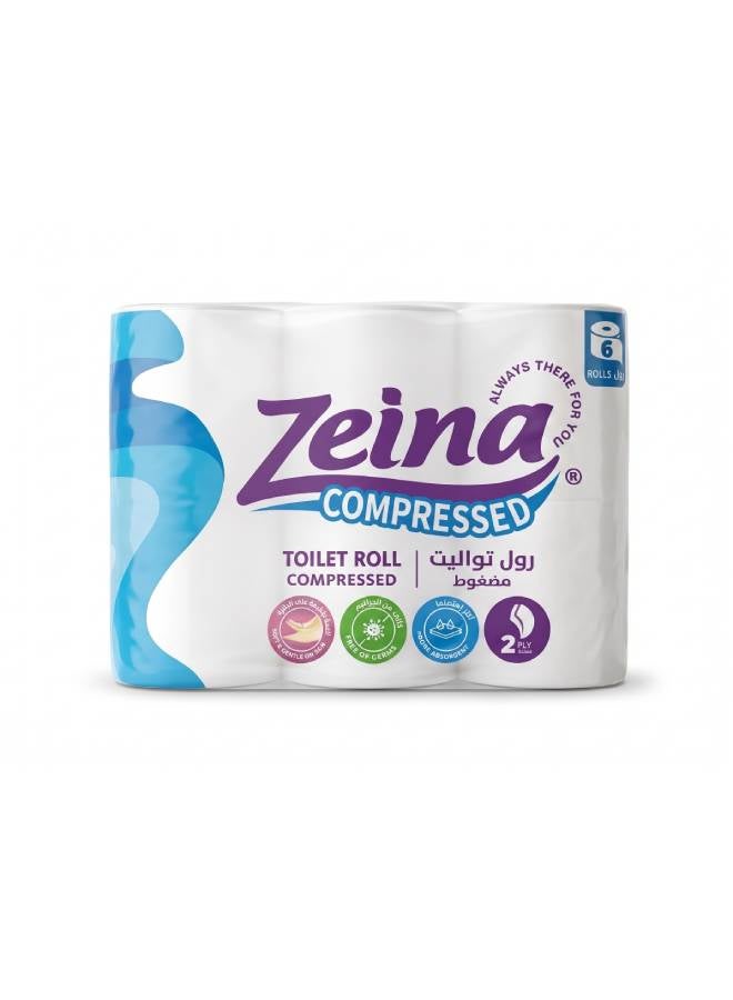 Toilet Paper Compressed 6 Roll - White