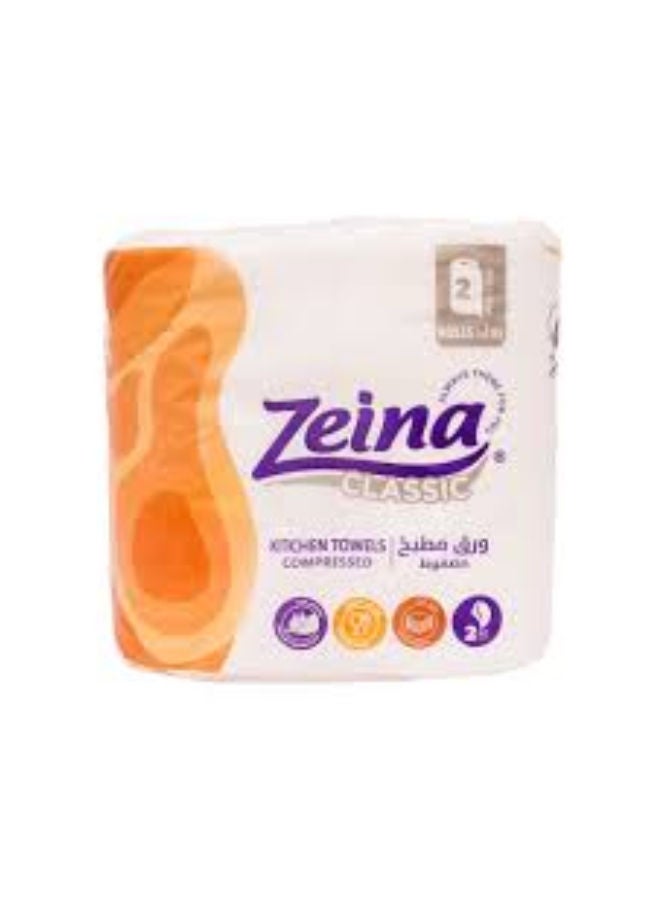 Zeina Kitchen Roll Compressed 2Roll White