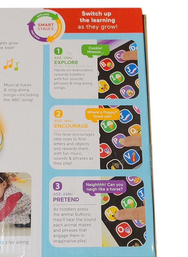Fisher-Price - Toddler Learning Toy Laugh & Learn Smart Stages Tablet Pretend Computer with Music & Lights for Ages 1+ Years, UK English Version - Image 1