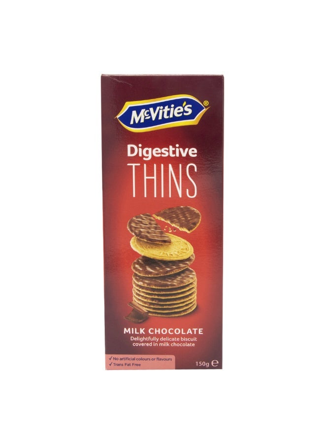McVitie's Digestives Thins Biscuits Covered In Milk Chocolate, 150g  - Image 1