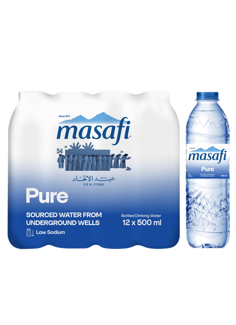 مسافي ماء طبيعي نقي منخفض الصوديوم 500ملليلتر عبوة من 12 قطعة - Image 2
