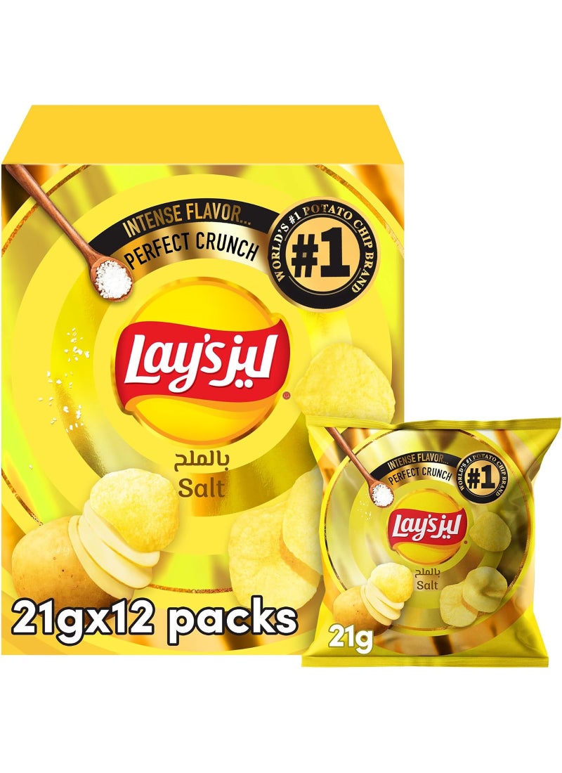ليز رقائق البطاطس بالملح 21جرام عبوة من 12 قطعة - Image 1