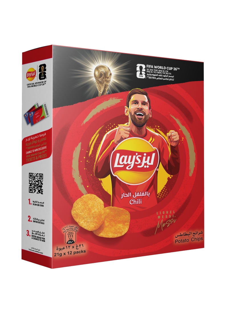 Lays Chili Potato Chips 21grams Pack of 12 - Image 1