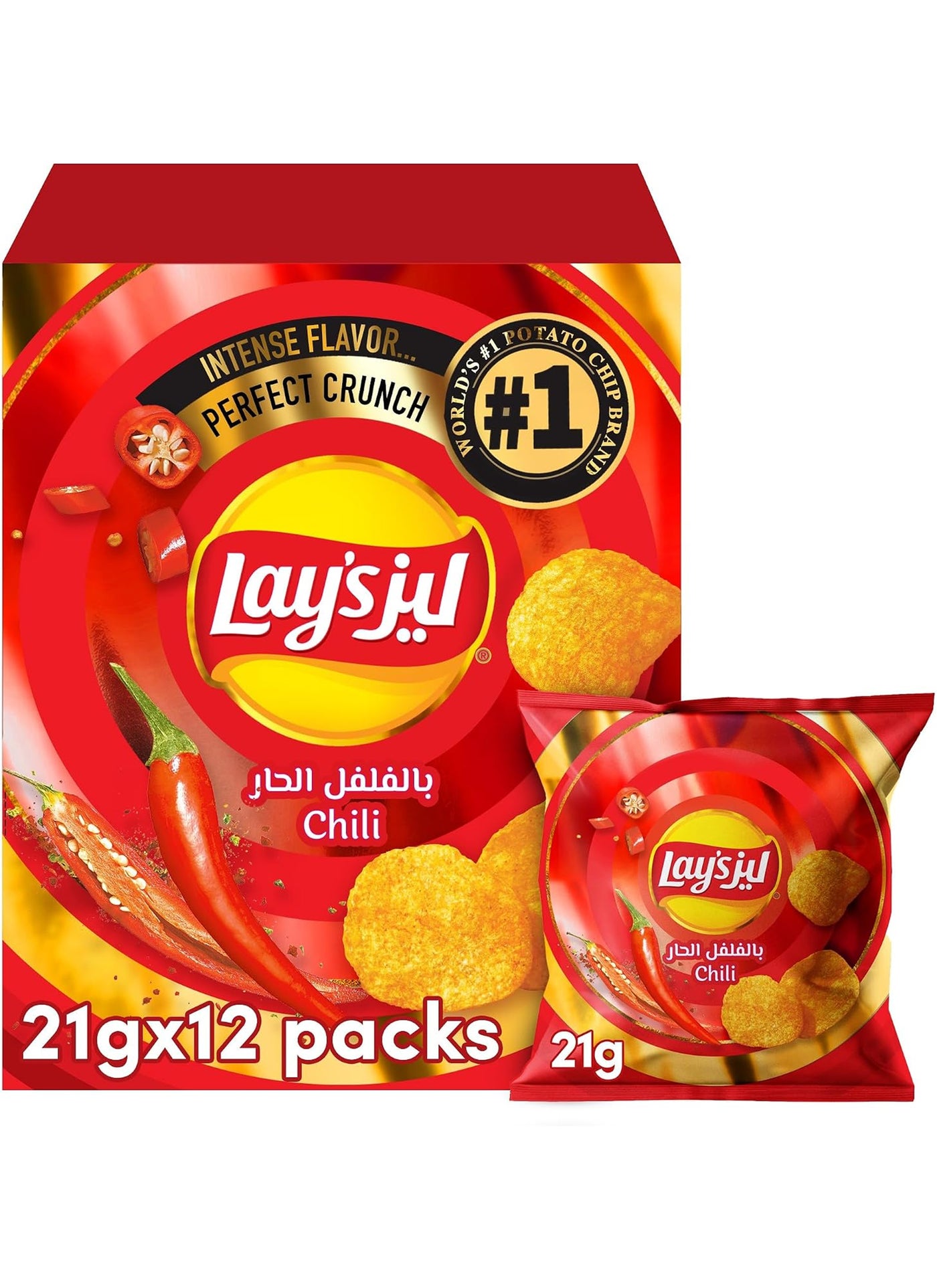 Lays Chili Potato Chips 21grams Pack of 12