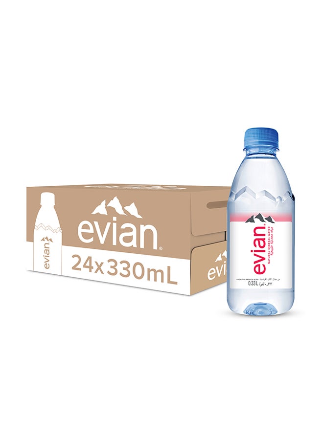 evian Sparkling Carbonated Natural Mineral Water 330ml Pack of 24