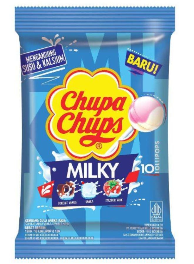 Chupa Chups - Milky Lollipop Bag, 10 Piece 120grams - Image 1