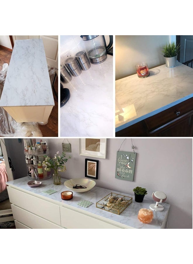 Marble Pattern Self-Adhesive Wallpaper White 60cmx5m  - Image 3