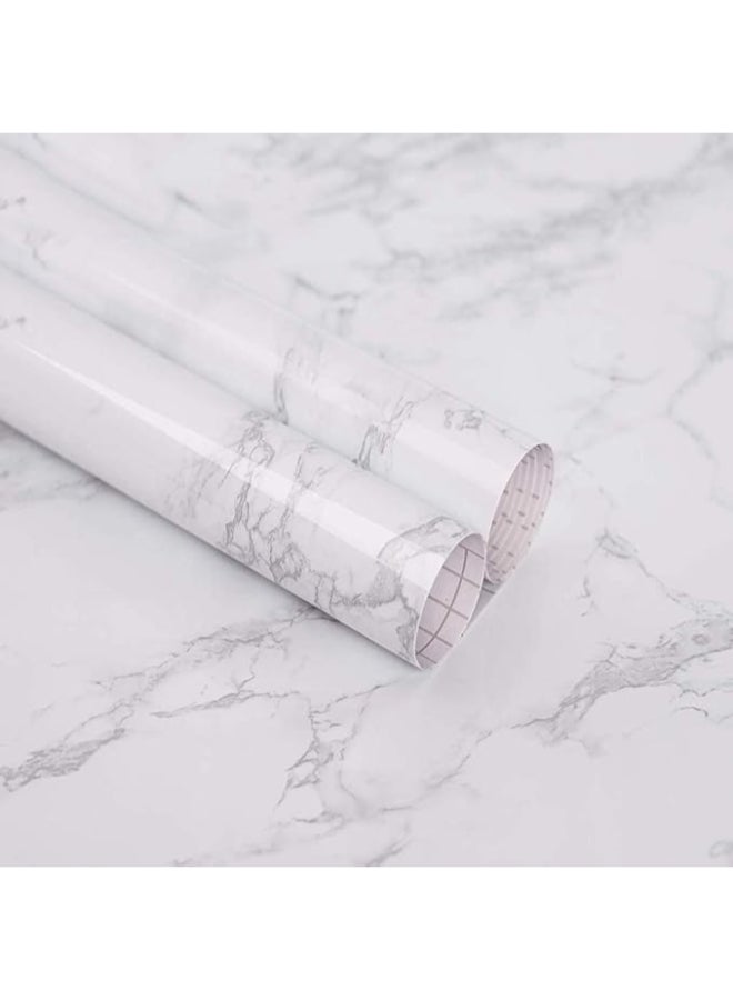 Marble Pattern Self-Adhesive Wallpaper White 60cmx5m  - Image 2