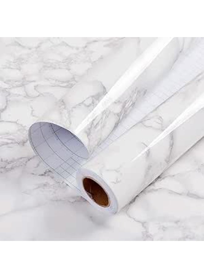Marble Pattern Self-Adhesive Wallpaper White 60cmx5m  - Image 1