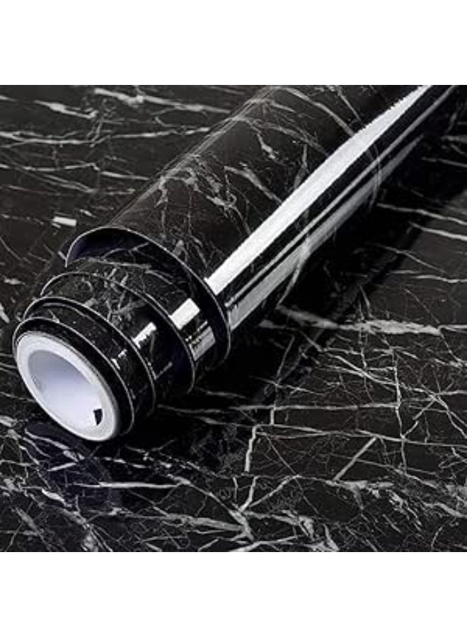 ورق جدران ذاتي اللصق بنمط رخامي أسود 60cmx5m - Image 1