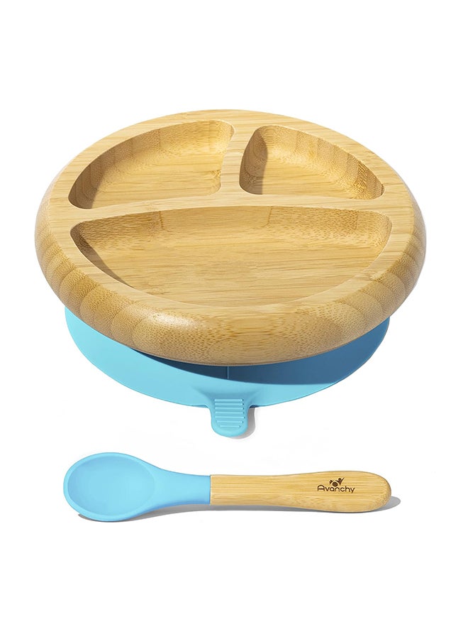Avanchy Bamboo Suction Classic Plate Spoon Set - Image 1