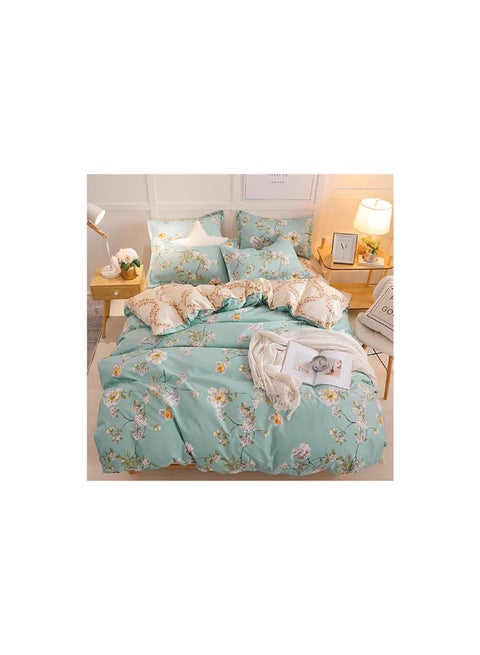 4-Piece Floral Design Bedding Set Cotton Multicolour