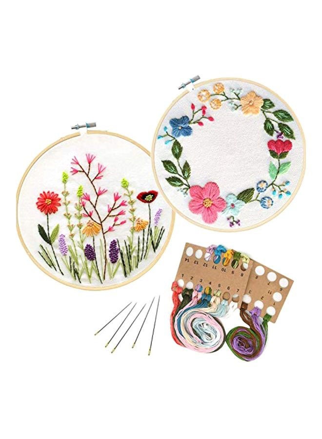unime 2-Piece Embroidery Starter Kit Green/White/Pink - Image 1
