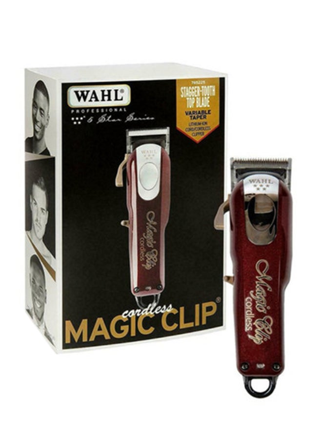 Wahl Professional 5 Star Magic Clip | Cord-Cordless | 8 premium Attachments | Staggertooth Blade | 3 Pin - GCC Maroon/Silver 0.8-2.5mm - Image 2