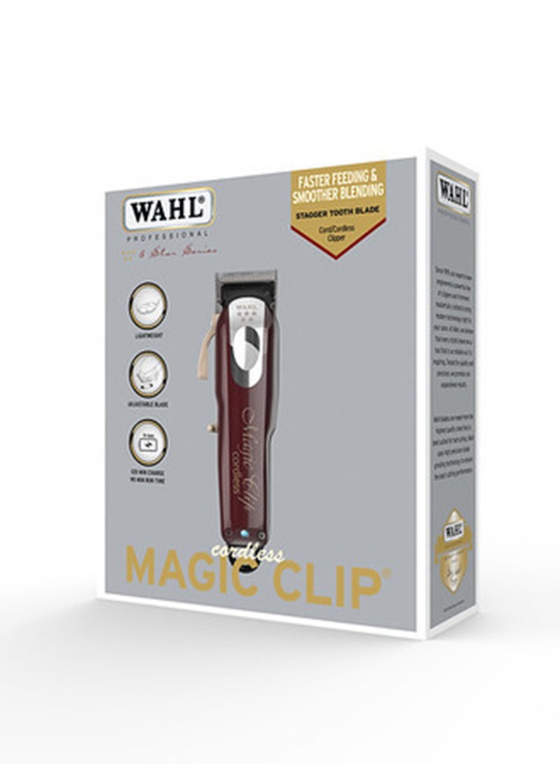 Wahl Professional 5 Star Magic Clip | Cord-Cordless | 8 premium Attachments | Staggertooth Blade | 3 Pin - GCC Maroon/Silver 0.8-2.5mm - Image 3
