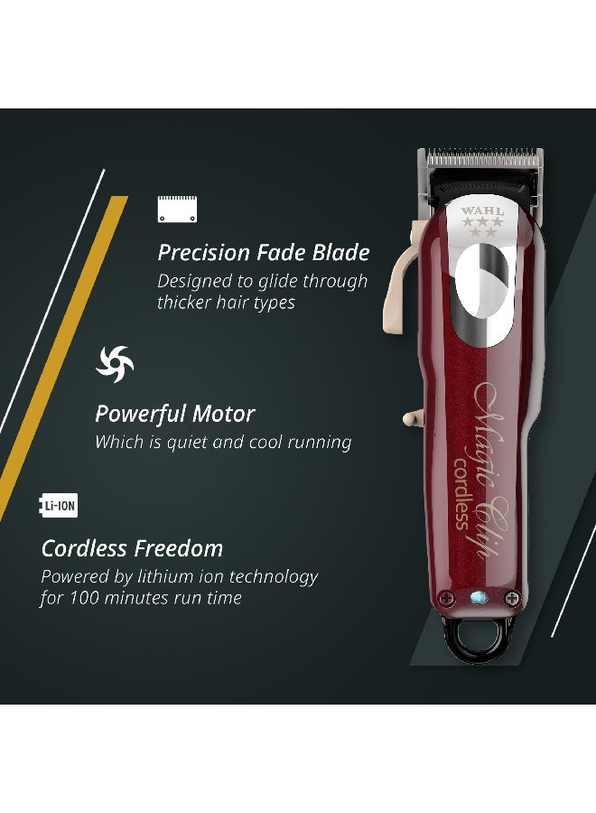 Wahl Professional 5 Star Magic Clip | Cord-Cordless | 8 premium Attachments | Staggertooth Blade | 3 Pin - GCC Maroon/Silver 0.5-1.2mm Maroon/Silver 0.5-1.2mm - Image 2