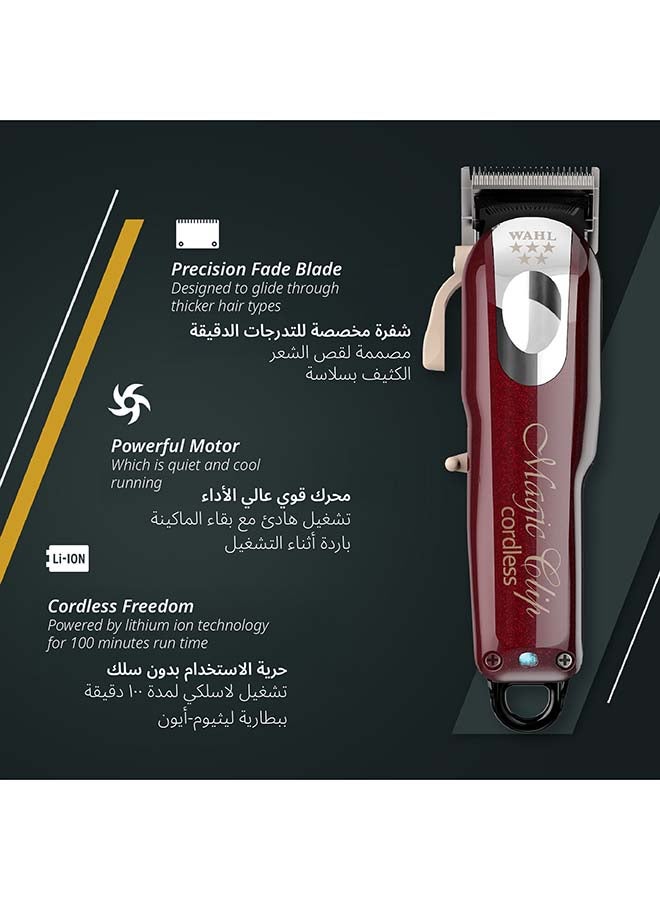 Wahl Professional 5 Star Magic Clip | Cord-Cordless | 8 premium Attachments | Staggertooth Blade | 3 Pin - GCC Maroon/Silver 0.5-1.2mm Maroon/Silver 0.5-1.2mm - Image 2