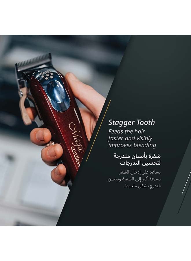 Wahl Professional 5 Star Magic Clip | Cord-Cordless | 8 premium Attachments | Staggertooth Blade | 3 Pin - GCC Maroon/Silver 0.5-1.2mm Maroon/Silver 0.5-1.2mm - Image 4