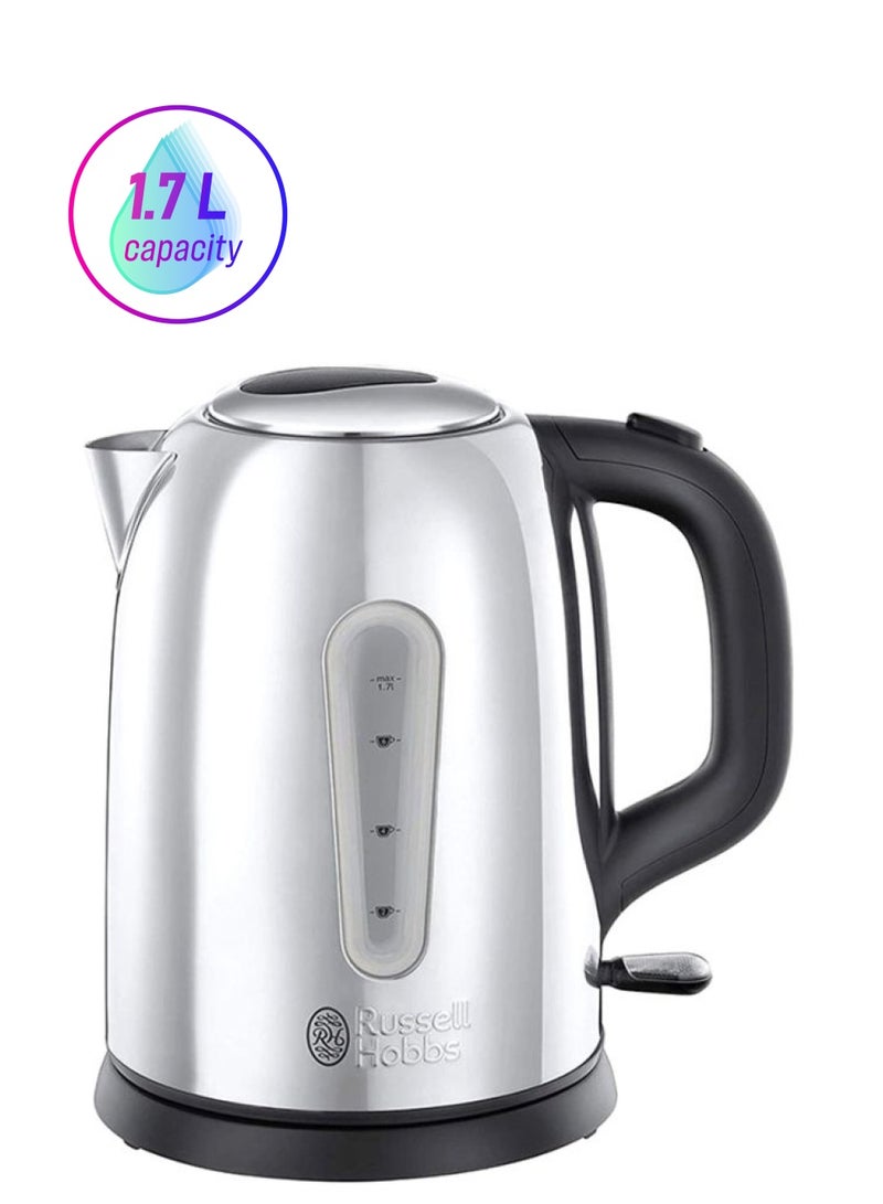Russell Hobbs - Electric Kettle, Sleek Stainless Steel Design with Rapid Boil, Perfect for Warm Beverages for Home & Office Use 1.7 L 3000 W 23760 Silver - Image 1