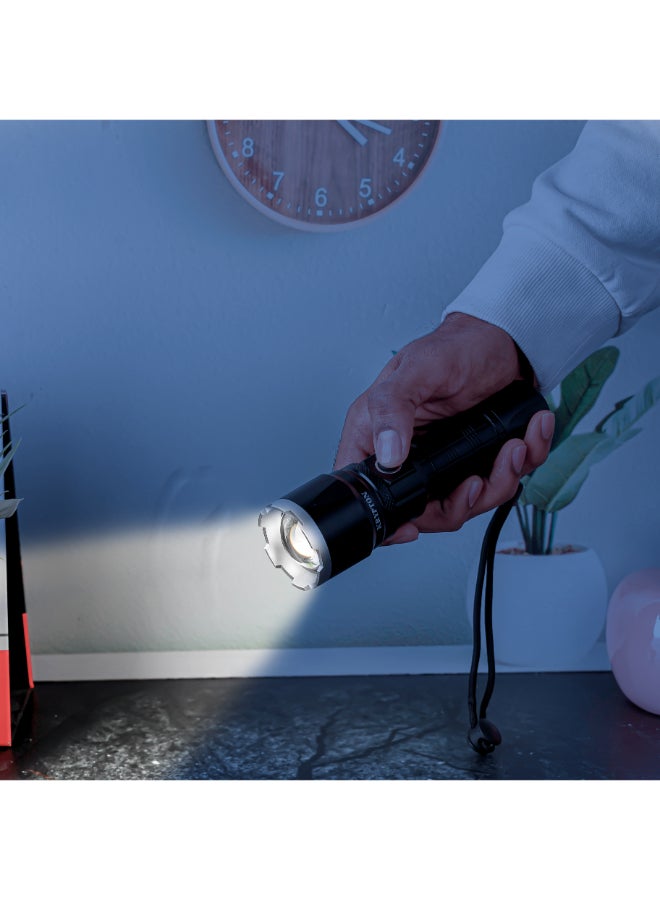 KRYPTON Rechargeable LED Flashlight, 2500 Lumens, 20W Power, 1000m Beam, 5000mAh Battery, 10H Runtime, Type-C Charging Black - Image 3